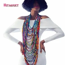 Африканский воск печати колье ожерелье s для женщин ювелирные изделия тела Африканский хлопок многослойное Веревка ожерелье Анкара ювелирные изделия WYB236