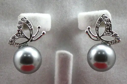 

FREE SHIPPING>>> hj 00551 12mm white/pink/red/gray/black/blue/green/yellow shell pearl earrings can choose