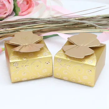 

25pcs Butterfly And Flower Wedding Favors Box Candy Box White And Golden Gift Box Chocolate Box For Wedding And Party Supplies