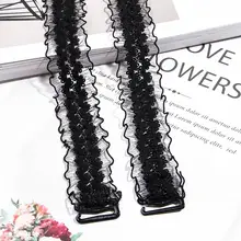 1 пара оборки кружевной бюстгальтер с бретельками Невидимый выдолбленные широкие регулируемые двойные плечевые ремни противоскольжения бюстгальтер с бретельками