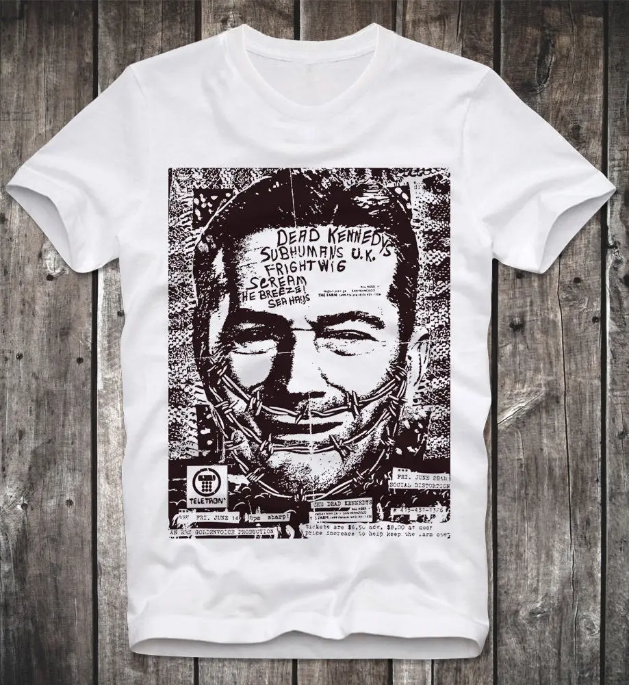 T SHIRT DEAD KENNEDYS PUNK ROCK HOLIDAY CAMBODIA LIVE TOUR RETRO VINTAGE WHITE T-Shirt Novelty Cool Tops Men'S Short Sleeve | Мужская