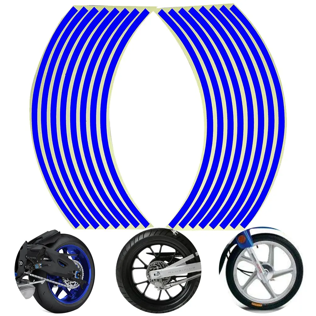 

18 Inch Motorcycle Car Wheel Sticker Wheel Ring Rim Ring Stickers 7 Colors Modified Wheel Stickers Tire Reflective Sticker