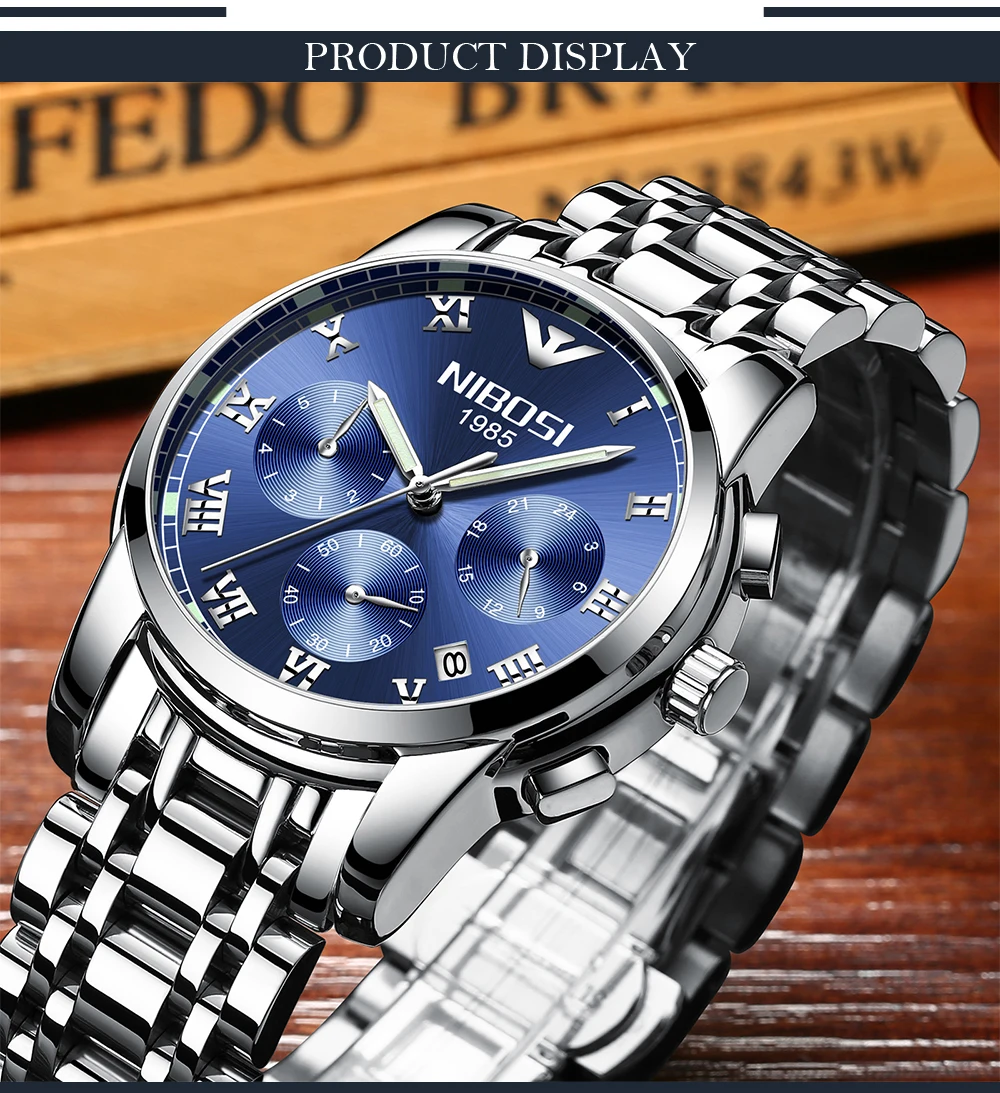 Saat Watch Men Gold Luxury 2017 NIBOSI Full Steel Wrist Watch Brand Dress Mens Watches Blue Uhren Herren Wasserdicht  (6)