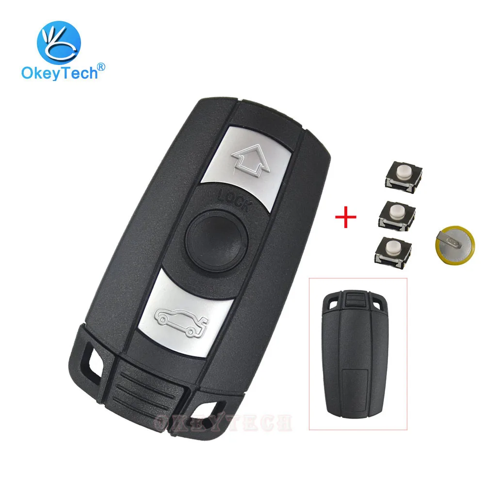 

OkeyTech Fob 2 Buttton Smart Remote Control Car Key Shell Replacement For BMW 5-series E46 E36 E39 E90 Auto Uncut Blank Blade