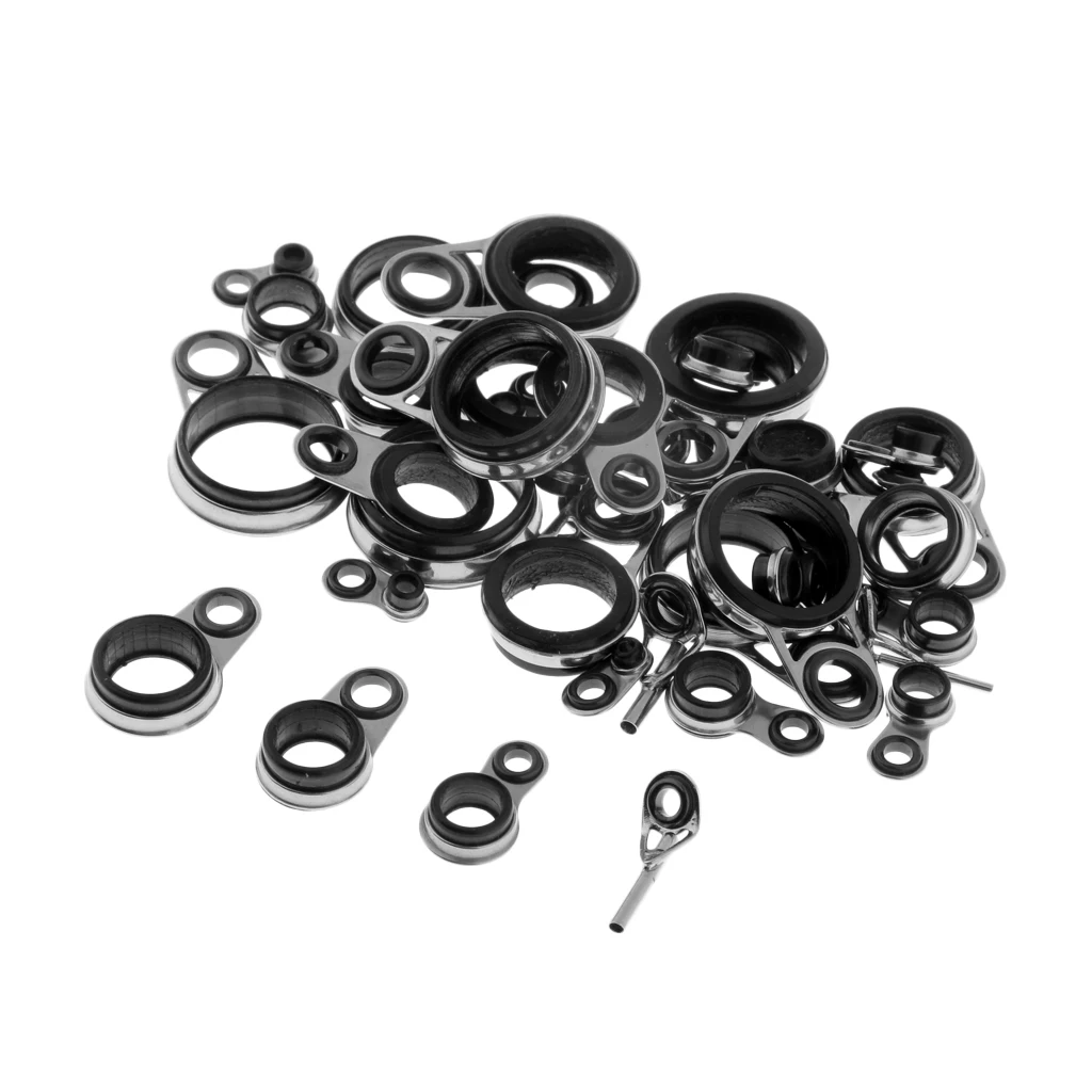 37 Pcs Stainless Steel Telescopic Fishing Rod Guides Top Ring Set Rod Repair Kit Fishing Rod Guides Mixed Sizes  
