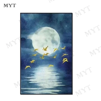 

MYT New Arrival The Seagulls Fly Over The Sea Oil Painting Abstract Modern Canvas Wall Picture Living Room Home Decor Unframed