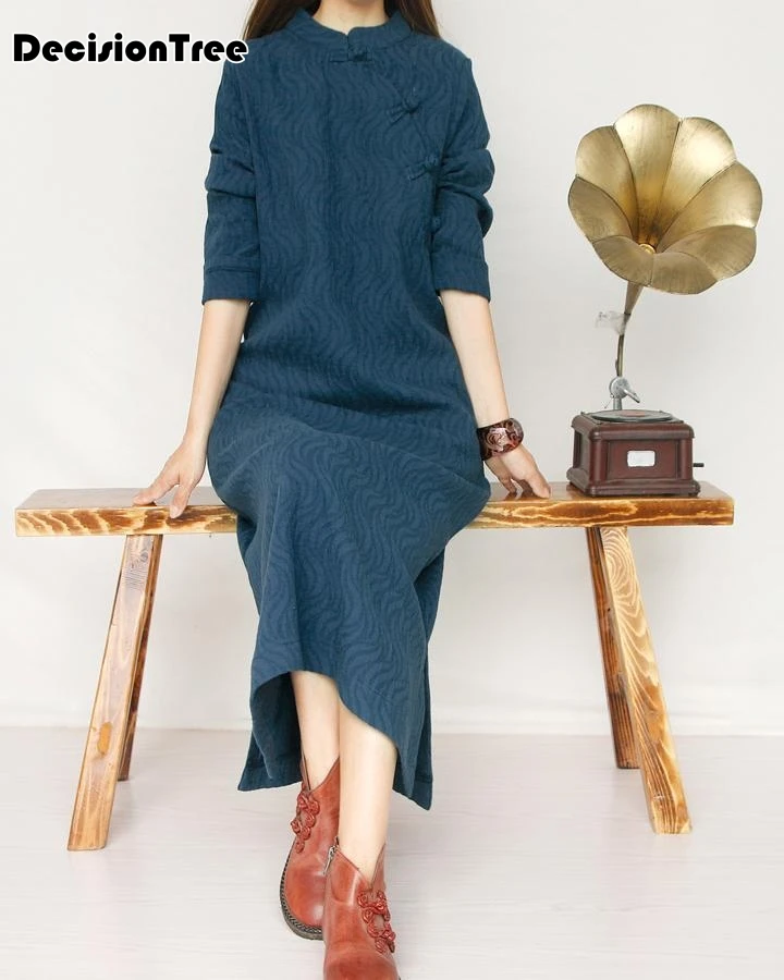 

2019 summer chinese style women traditional dress cotton satin cheongsam long qipao tops