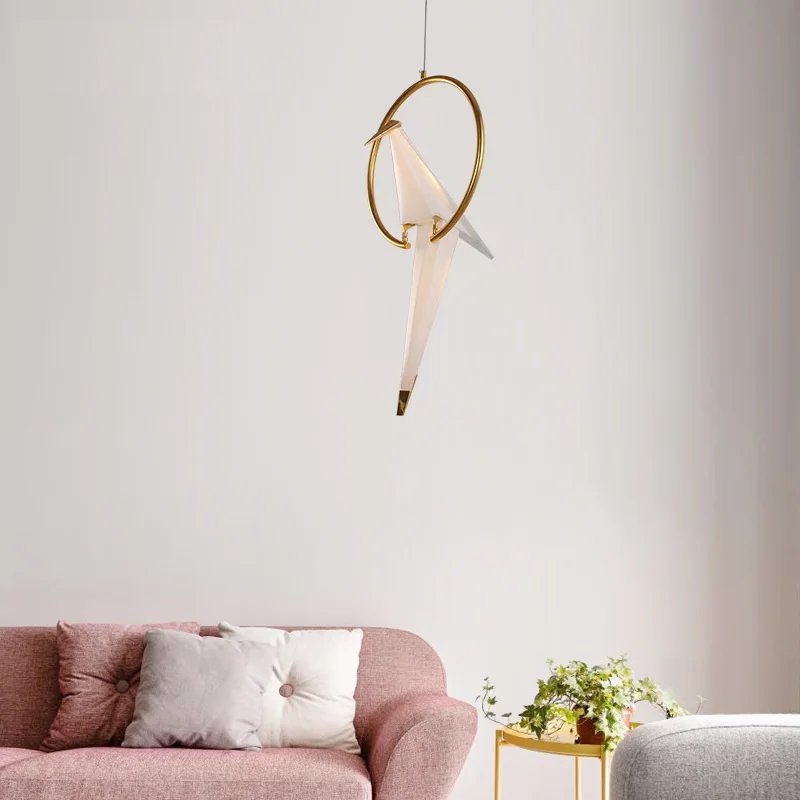 

Modern Paper Crane Metal Vintage Chandelier Hanging Light Restaurant Living Dining Children's Room LED Bird Design Pendant Lamp