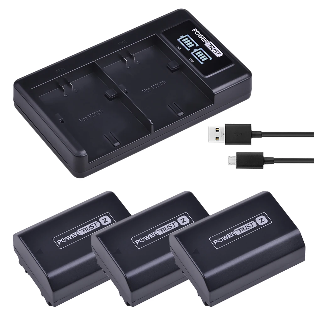 

3Pcs NP-FZ100 Battery 2280mAh FZ100 NPFZ100 + LED Fast Dual Charger for Sony BC-QZ1 Alpha 9 9R A9R 9S ILCE-9 A7R A7 III ILCE-7M3