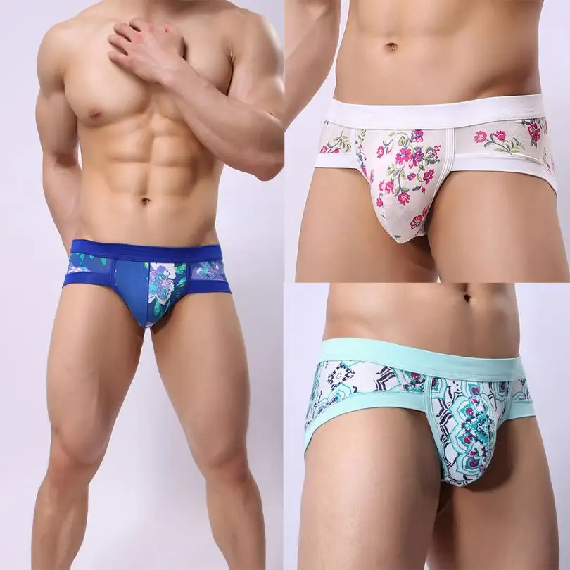 Men Elastic Underwear Briefs Shorts Bulge Pouch Soft Underpants Low