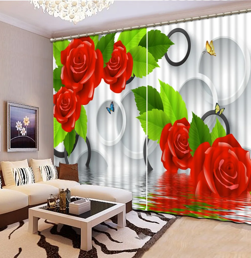 

European style Flower 3d curtains Bedding room 3D Curtains Home Decoration