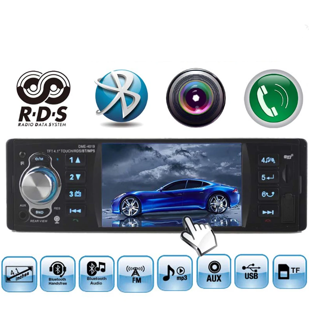 Bluetooth 1 DIN 12V RDS автомобильный стерео радио DME-4019 FM/SD/USB/AUX MP3-плеер несколько эквалайзеров дистанционное управление MP3/WMA/WAV плеер
