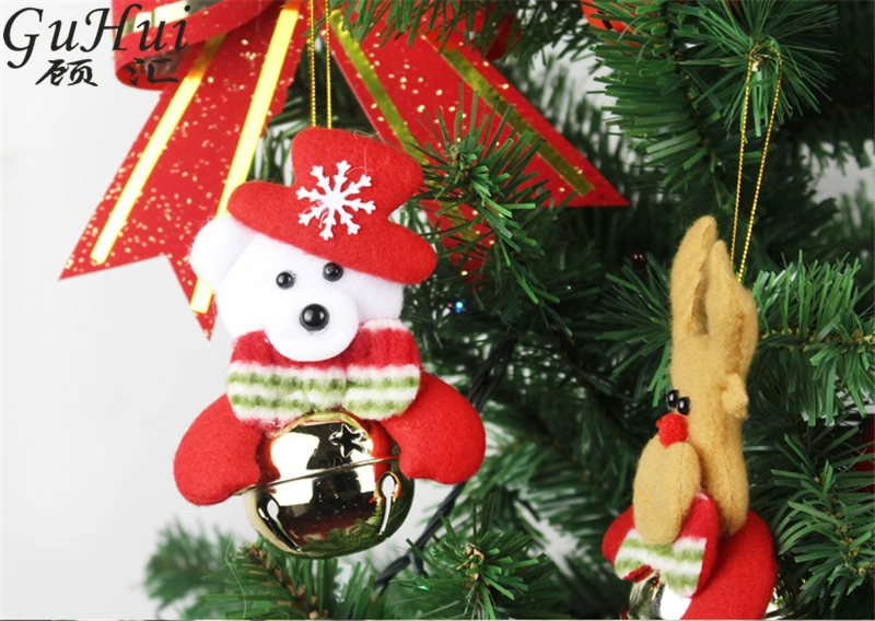 10 шт. кулон-орнамент для рождественской елки Санта Клаус Снеговик Медведь Олень Золотой Красный Железный колокольчик новогодние праздничные вечерние аксессуары