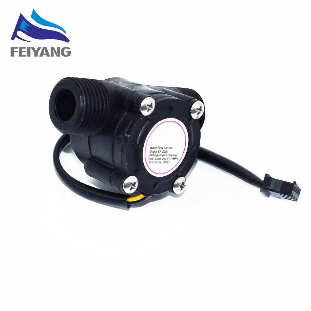 

1PCS Water flow sensor flowmeter Hall flow sensor Water control 1-30L/min 2.0MPa YF-S201