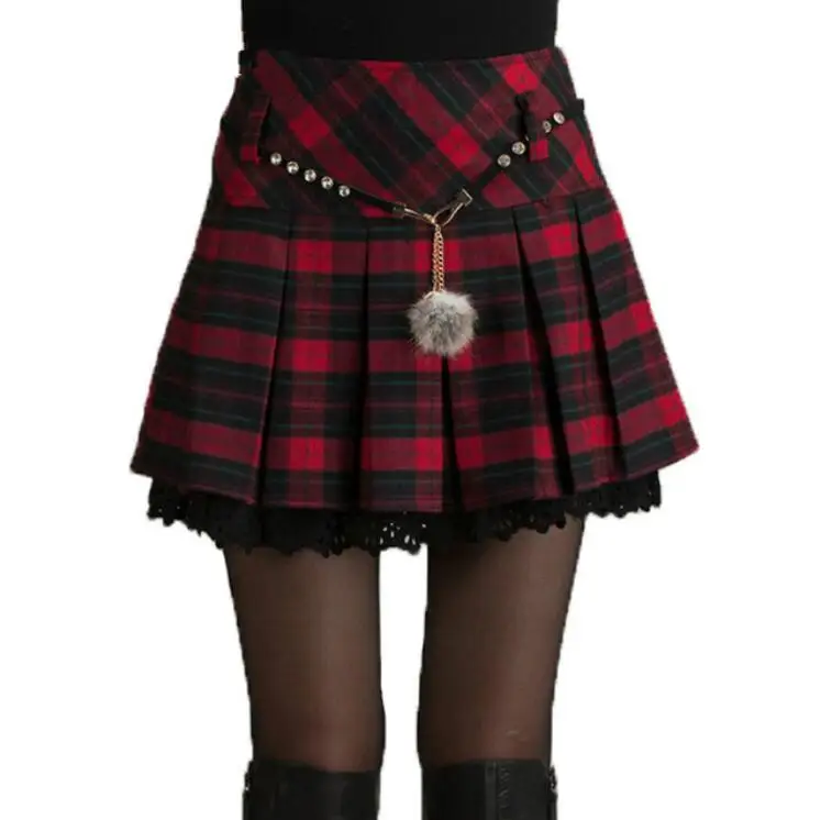 

New Red Black Falda Student Jupe Girls Fashion High Waist Pleated Mini School Skirt plaid skirt faldas mujer moda 2019 skirts