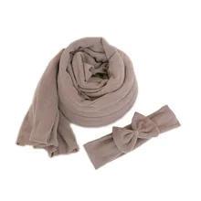 Комплект для новорожденных из джерси с повязкой на голову, эластичная вязаная пеленка для малышей, комплект для фотосъемки, мягкая Пеленка, бланект