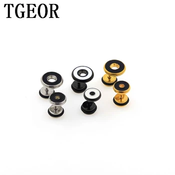 

free shipping wholesale fashion ear piercing 30pcs illusion cheater 16G surgical Stainless Steel drop circle oil fake plugs