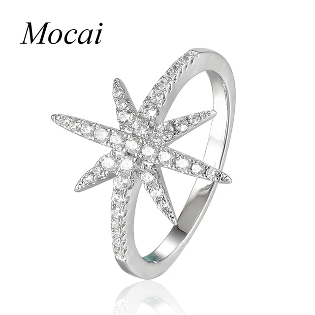 Europe Fashion Star Ring Famous Brand Zircon Big David Stars Silver Color Micro Europe Fashion Star Ring Famous Brand Zircon Big David Stars Silver Color Micro