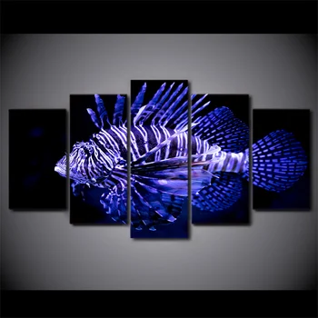 

5 Pieces Purple Deep Sea Fish Canvas HD Prints Paintings For Living Room Home Decor Posters Pictures Wall Art