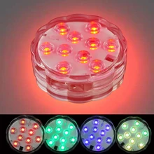 Waterproof LED Holiday Lighting 10LED RGB Color Change Diving Candle Lamp Wedding Party Remote Controlled Decorate LED Light