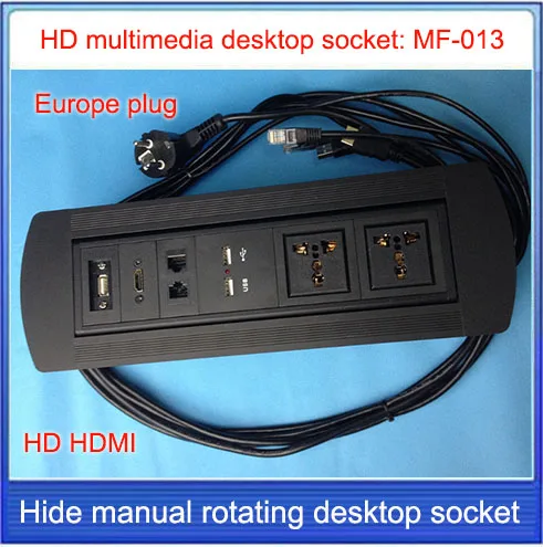

EU plug socket / Desktop socket / hidden manual rotation / multimedia network RJ45 HD HDMI / USB charging desktop socket /MF-013