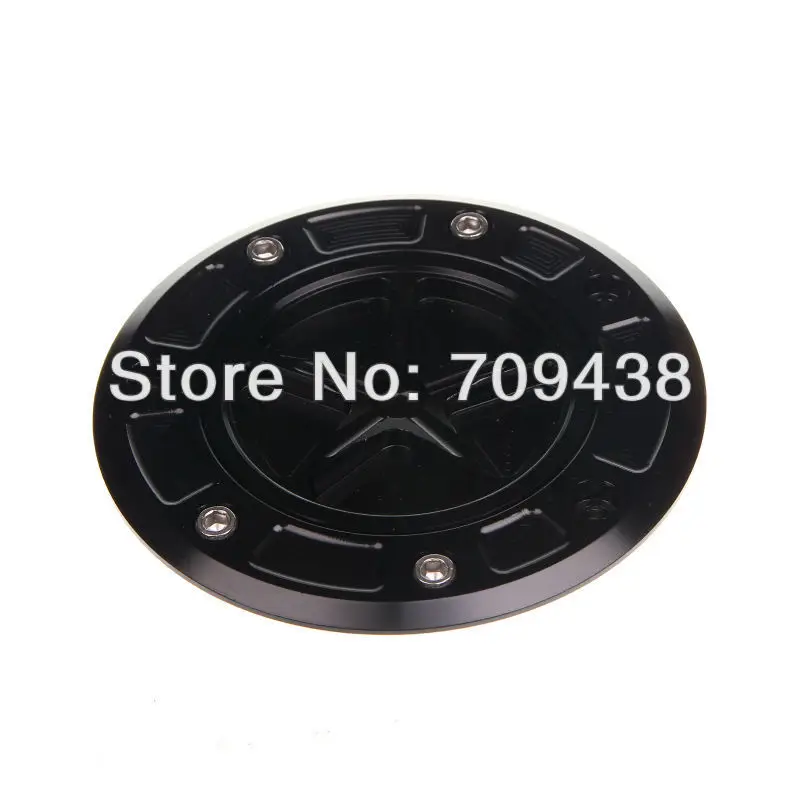 

Five-Pointed Star Fuel Gas Tank Cover Cap For KAWASAKI ZX10R 04-05 2004 2005 Billet CNC Keyless Quick Release BLACK