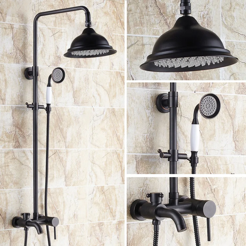 

Europe type restoring ancient ways is the shower shower set All black copper bronze shower set
