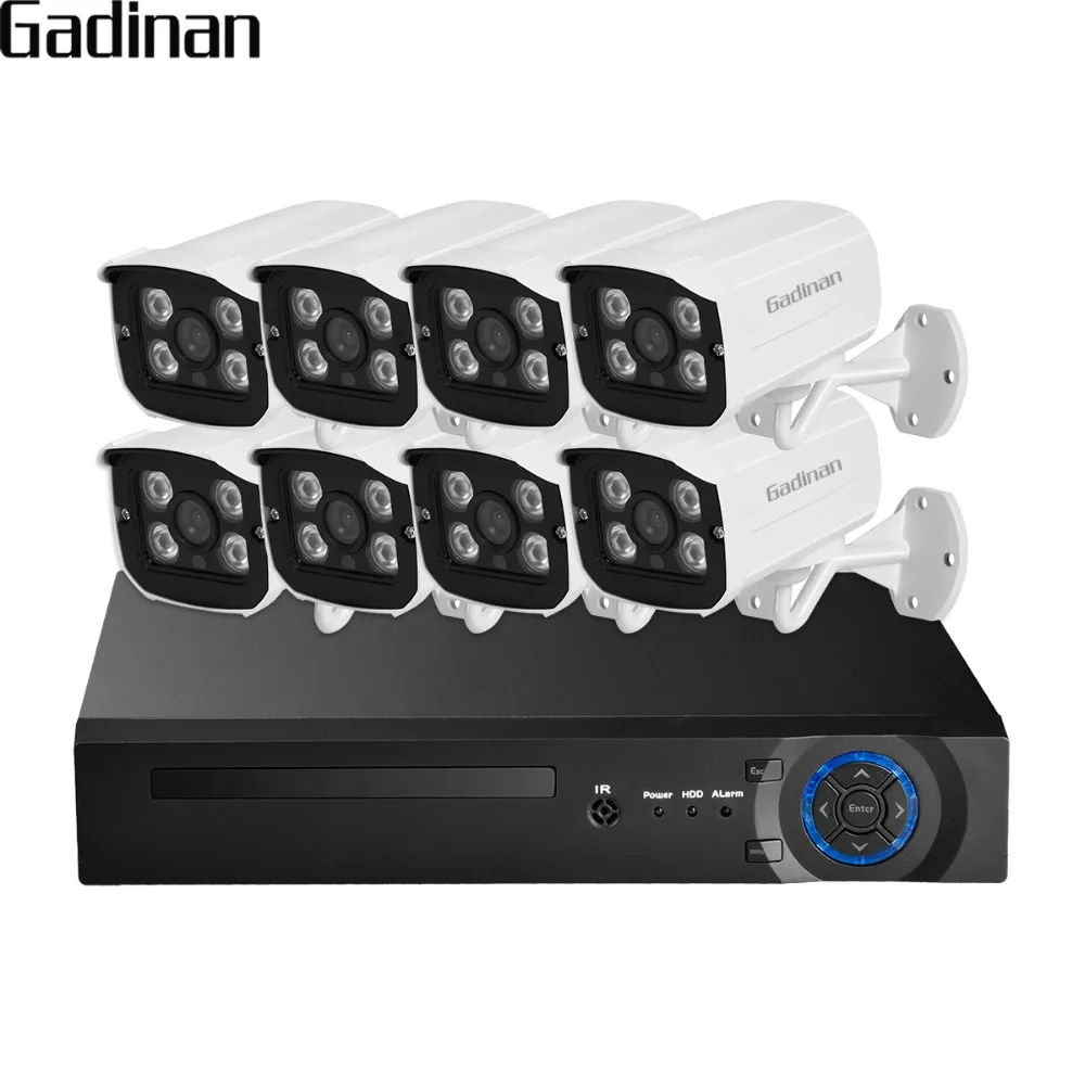

GADINAN 8CH Security Camera 48V POE NVR 1080P 8PCS SONY IMX323 Outdoor IP Camera Surveillance Kit 2MP Waterproof Security System
