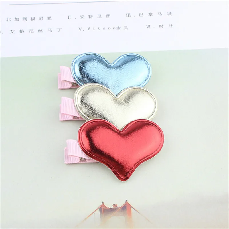 Heart shaped Smooth surface Solid Hair Bow Cute Boutique Hairpins Barrettes Hair Accessory Girl (2)