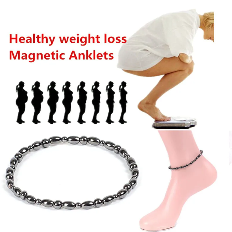 Weight Loss Anklet Black Stone Magnetic Therapy Bracelet Anklet Weight Loss Product Health Care Jewelry 1pcs