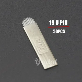 

50PCS 19 pin PCD U shaped permanent makeup manual eyebrow embroidery tattoo needle blade embroidery microblading tatto pen tool