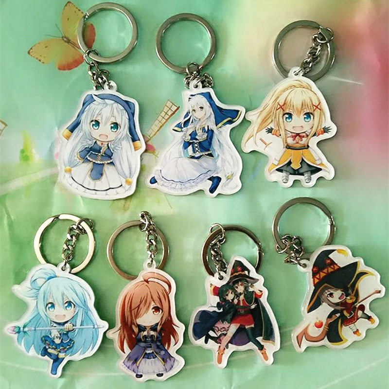 

Double Side KonoSuba Kono Subarashii Sekai Ni Syukufuku Wo Japanese Anime Acrylic Keychain Gifts for Fans