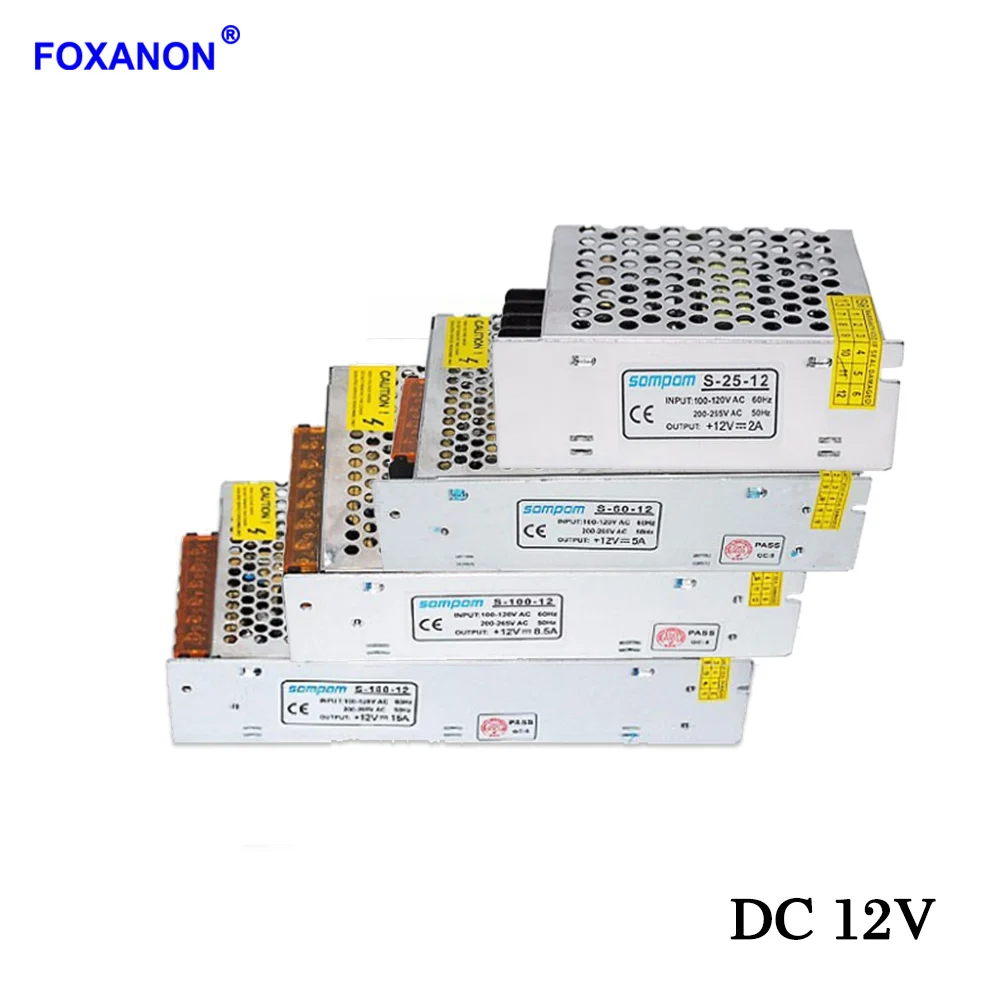 Foxanon AC110V-220V к DC 12 В трансформаторы 2A 3.2A 5A 8.5A 10A 15A 20A 30A переключатель адаптер драйвер ПИТАНИЕ светодиодные ленты