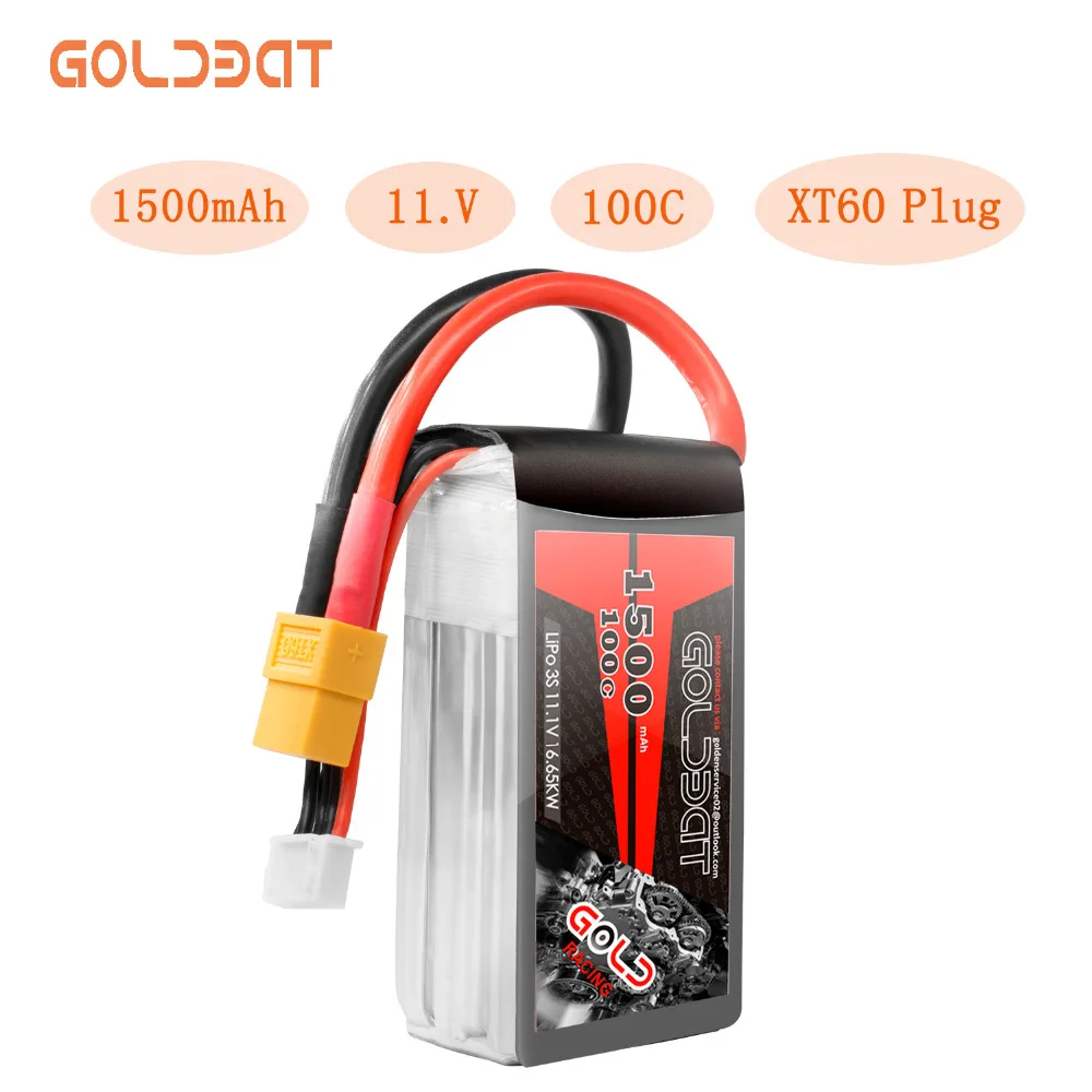 Skup GOLDBAT 1500mAh FPV bateria lipo 3S 11.1V akumulator lipo 3S bateria lipo do Drone 100C Softcase z wtyczką XT60 do samolotu FPV