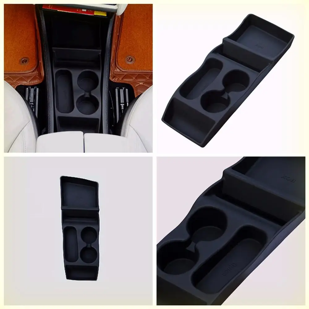 

TLXC Black Silicone Tesla Center Insert Console Storage Bin Box Organizer Customized for Tesla Model Car Accessories Organizer