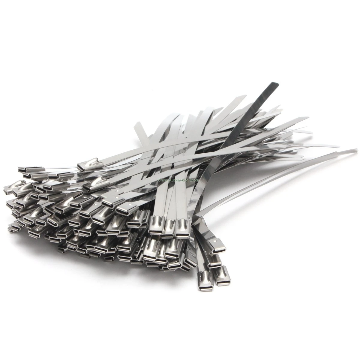 100Pcs 4.6mm x 300mm Stainless Steel Metal Cable Zip Tie Strap Locking Exhaust Pipe Header |