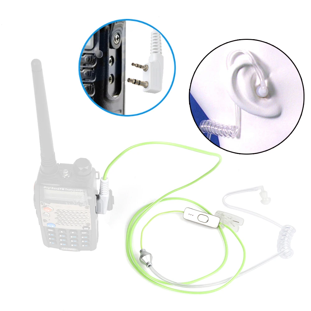 2pcs HYS Green ham radio Earpiece Two Way Radio earphone for BF 888S UV