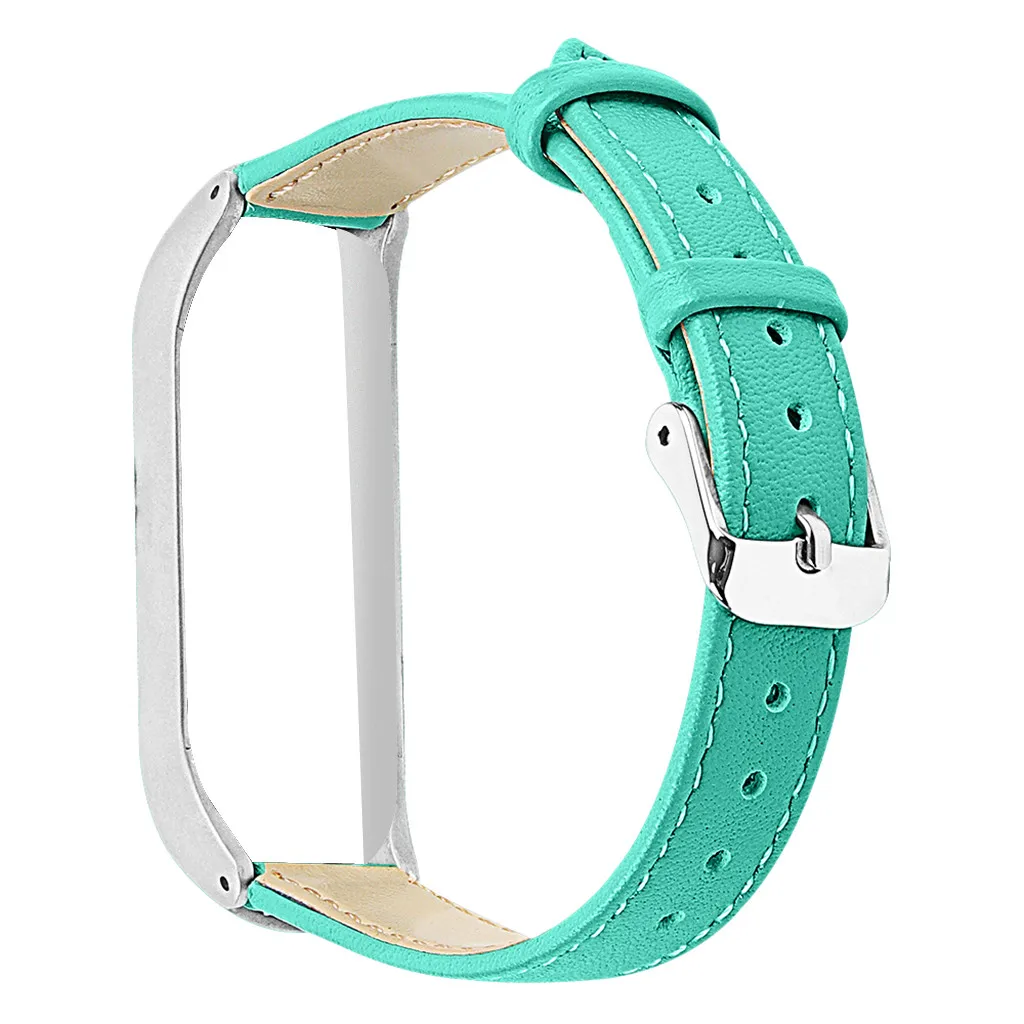 

Ouhaobin Colorful Leather Black Silver Case Smart Watch band for Xiaomi Mi Band 4 strap For xiaomi mi band 4 bracelet 712#2