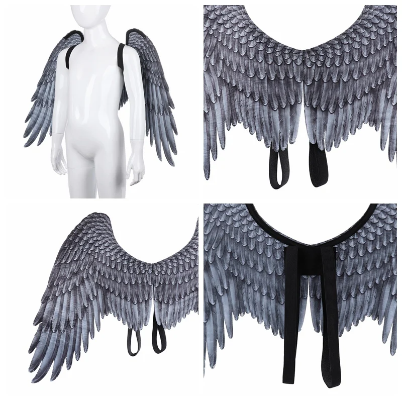 

Halloween 3D Angel Wings Mardi Gras Theme Party Cosplay Wings For Children Adult Big Large Black Wings Devil Costume