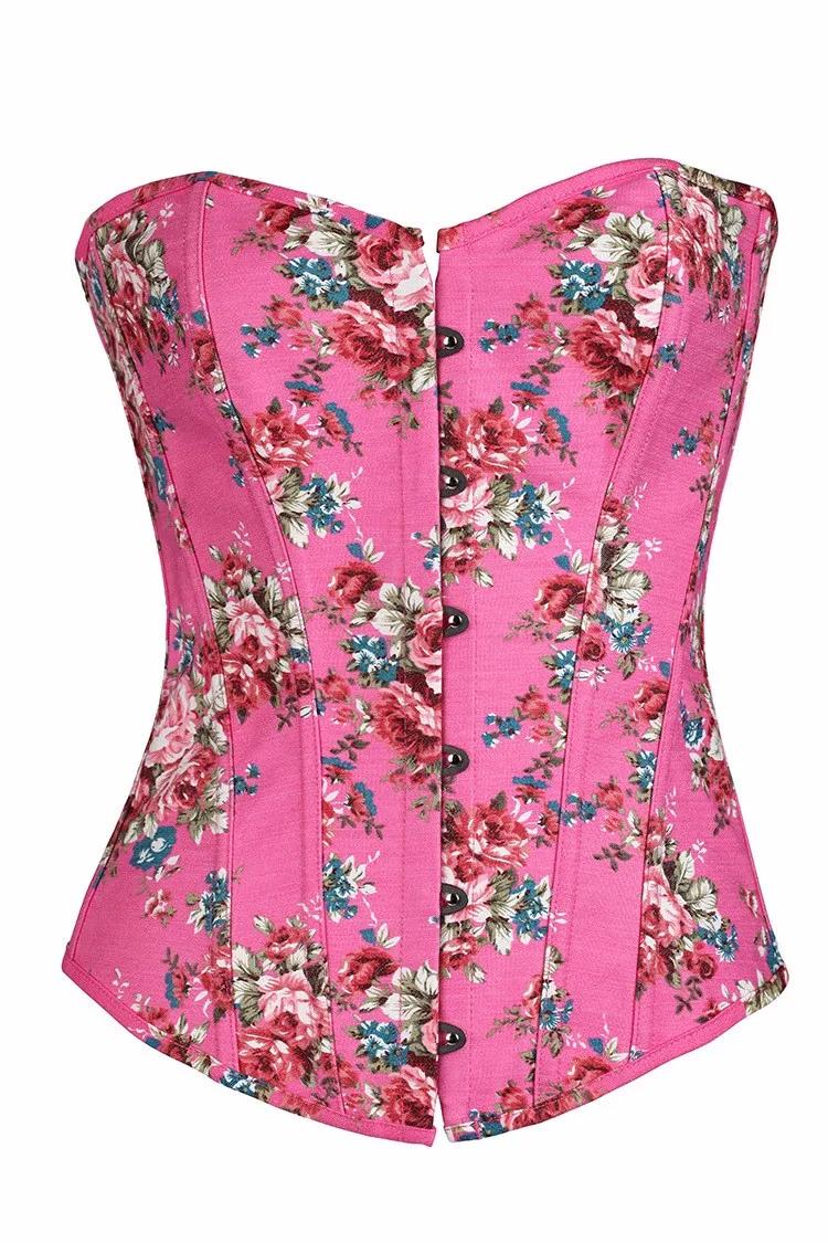 Plus-Size-Women-Sexy-Lingerie-Hot-Sexy-Steel-Boned-Lace-Up-Floral-Overbust-Corset-Bustiers-Thong