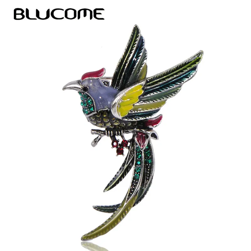 Женская/Детская брошь в форме птицы Blucome яркая с эмалью инкрустацией стразами