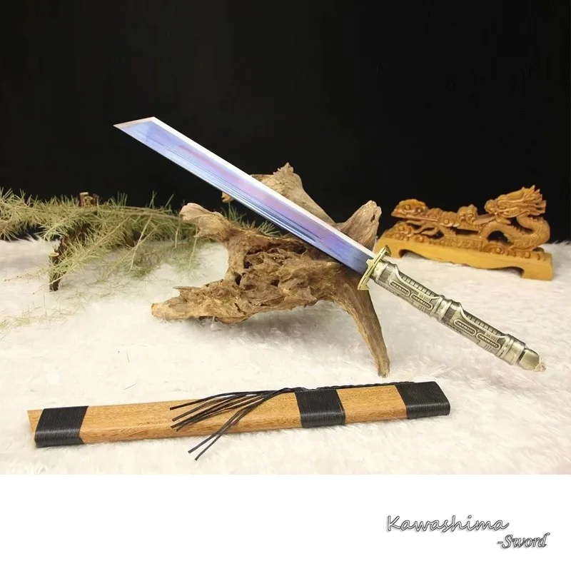 

Tactical Sword Handmade Dao 1060 High Carbon Steel Blue Plating Dagger Rose Wood Scabbard Sharp & Hardness Ready For Battle
