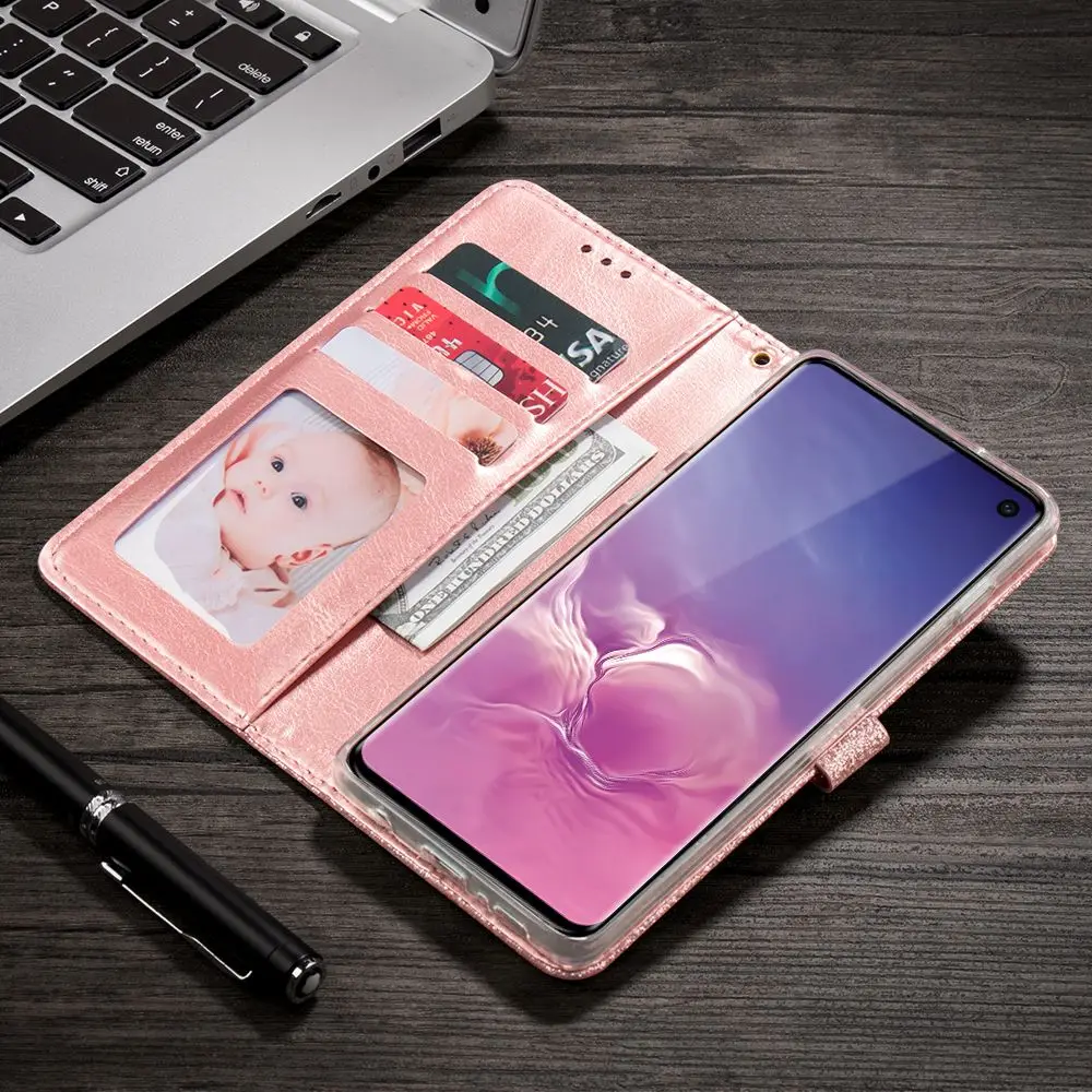 Блестящий чехол кошелек для Samsung Galaxy S10 S9 S8 Plus кожаный S10e S7 Edge защитный с