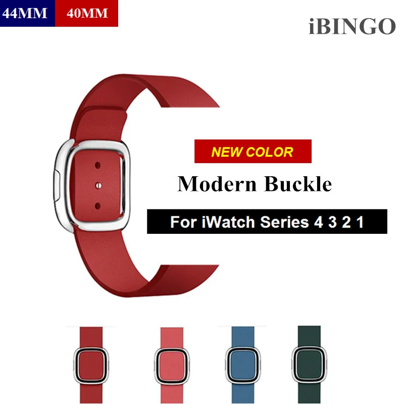 

Ruby (PRODUCT)RED Peony Pink Modern Buckle Leather Band for Apple Watch 44MM 40MM Replacement Wristband for iWatch Series 4 3 2