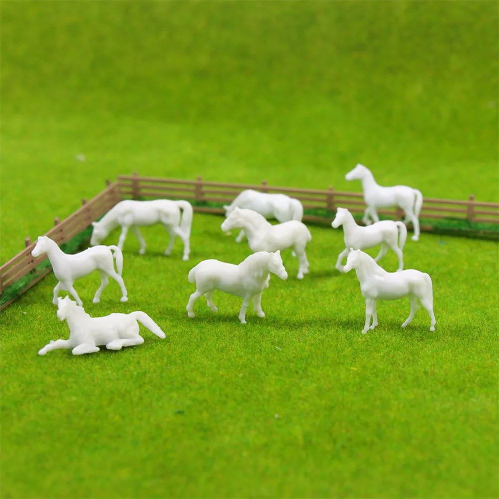 

AN15002B 100pcs 1:150 Unainted Model Horse White Farm Animals Horses N Scale Model Scenery Landscape Layout