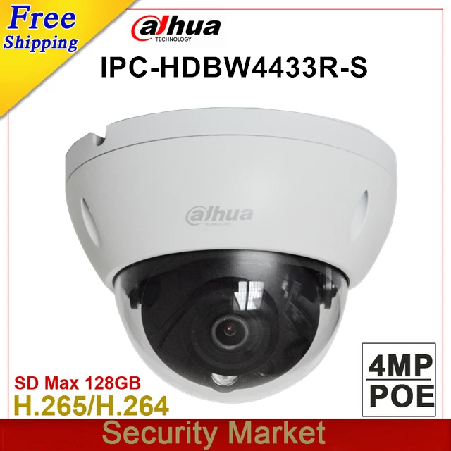 

Whosale dahua Original 4MP IPC-HDBW4433R-S replace IPC-HDBW4431R-S and IPC-HDBW4421R IR Full HD IP POE Dome H265 H264 Camera