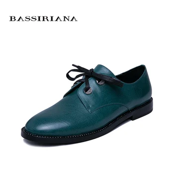 

BASSIRIANA 2019 new spring ladies flat shoes basic leather round head strap casual women's shoes