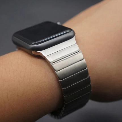 

GOOSUU 4 Colour Silver Luxury stainless steel butterfly buckle strap & Link Bracelet band for apple watch 38mm 42mm Watchband