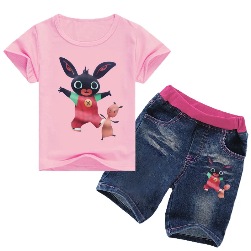 

Z&Y 2-12Years Kids Fashion 2018 Summer Bing Bunny Clothing Set Girls Shirts Short Jeans 2pcs Set Kinderkleding Kids Outfits Nova