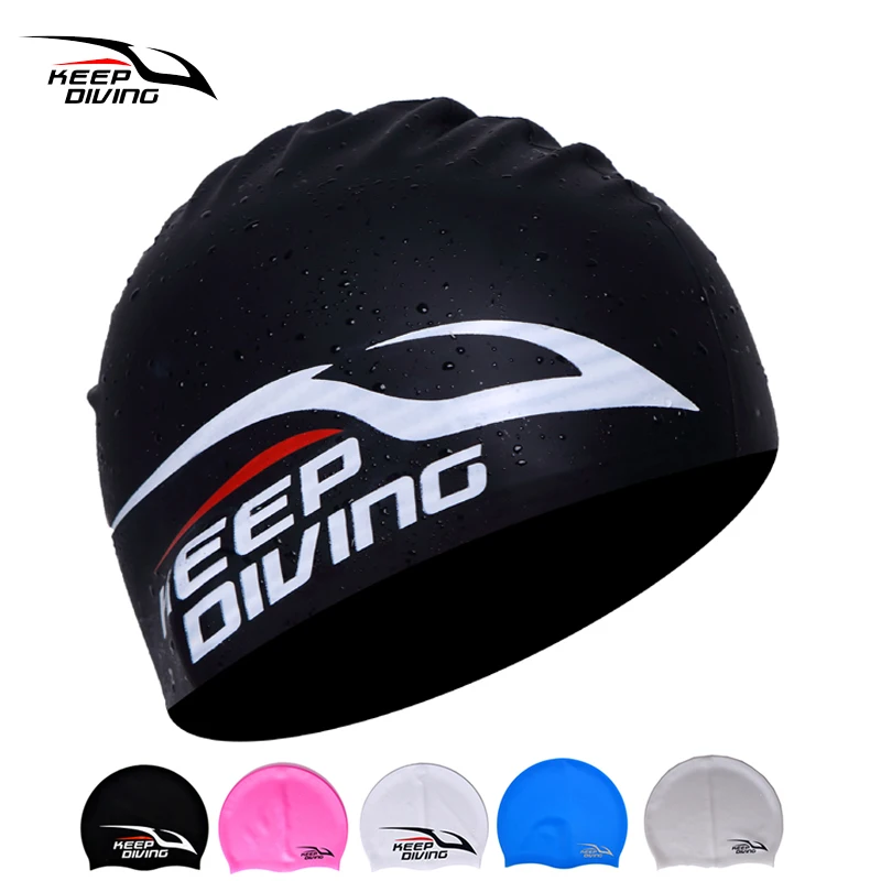 KEEP DIVING 100 Silicone Swimming Cap Waterproof Ladies Swim Caps for